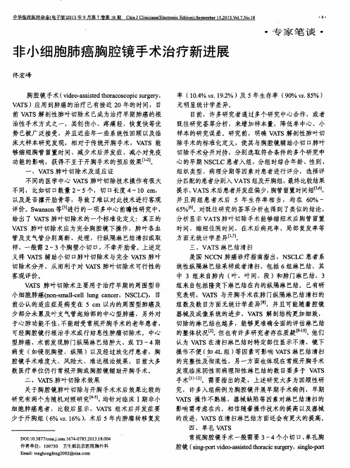 非小细胞肺癌胸腔镜手术治疗新进展