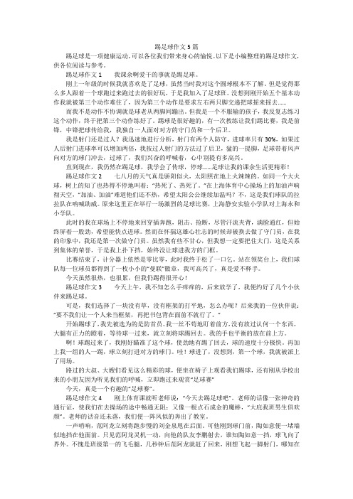 踢足球作文5篇