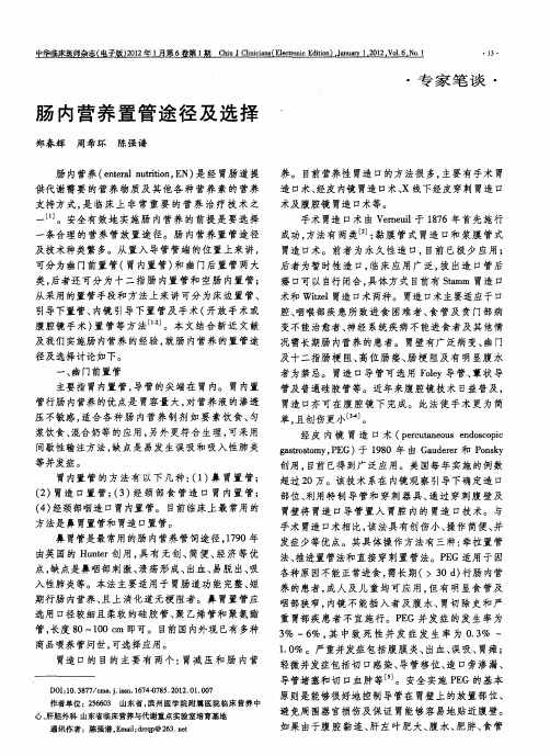 肠内营养置管途径及选择