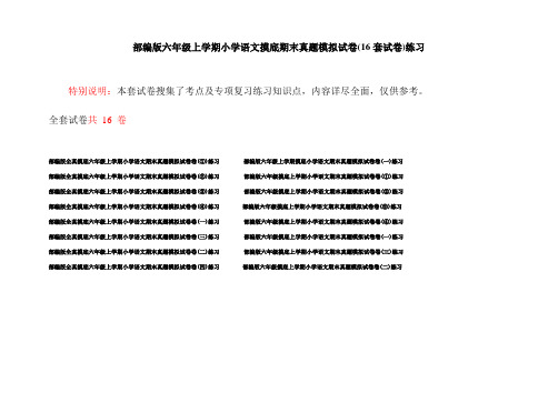 部编版六年级上学期小学语文摸底期末真题模拟试卷(16套试卷)练习