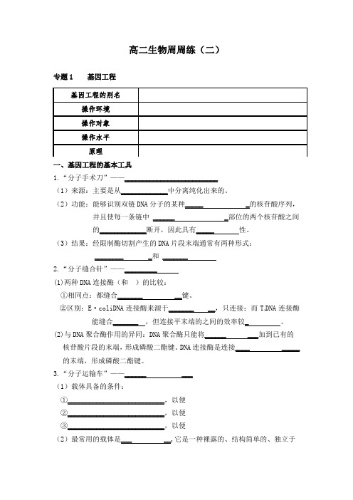 基因工程和植物细胞工程知识点