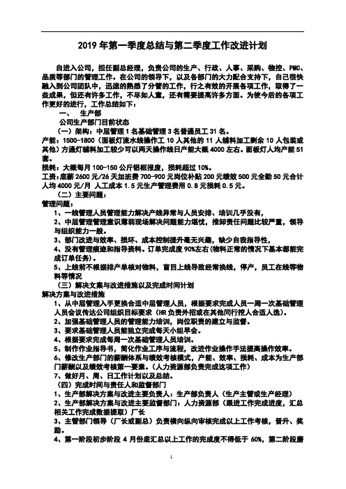 2019年第一季度工作总结及第二季度工作计划-(1)