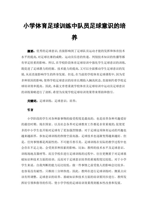 小学体育足球训练中队员足球意识的培养