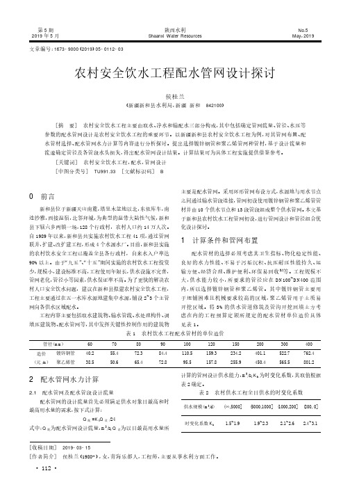 农村安全饮水工程配水管网设计探讨