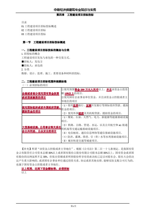 中级经济师建筑第四章工程建设项目招标投标