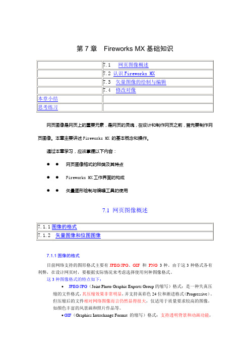 第7章  Fireworks MX基础知识