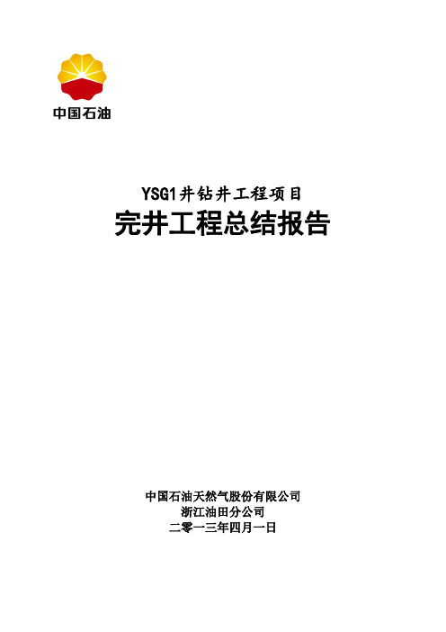 YSG1井完井工程总结报告