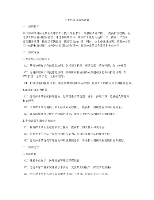 护士低年资培训计划