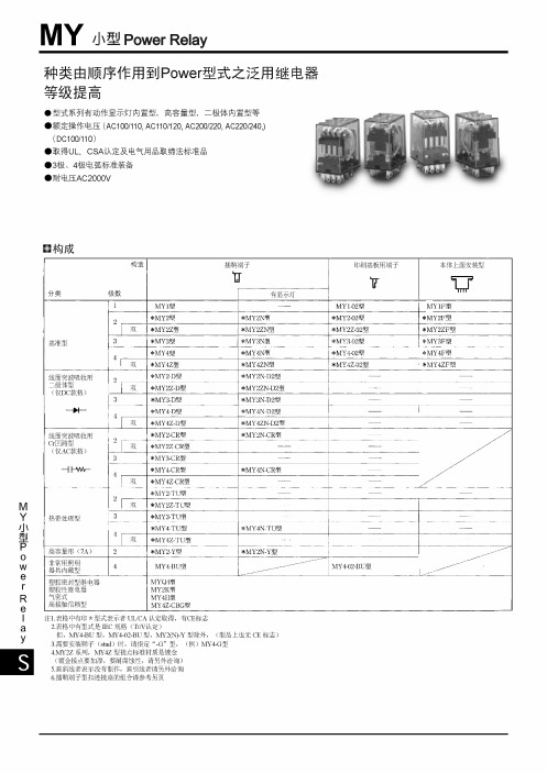 欧姆龙my系列中间继电器手册