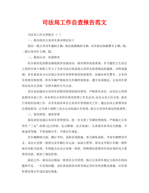 司法局工作自查报告范文