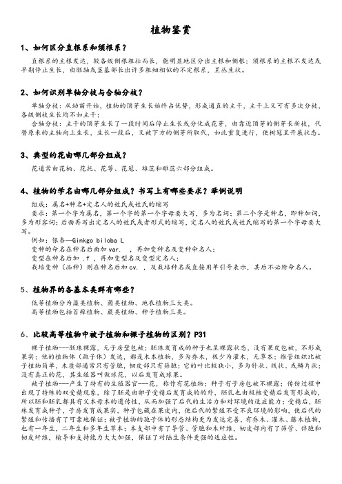 植物鉴赏考点(必考)