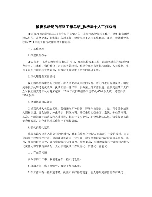 城管执法局的年终工作总结_执法局个人工作总结