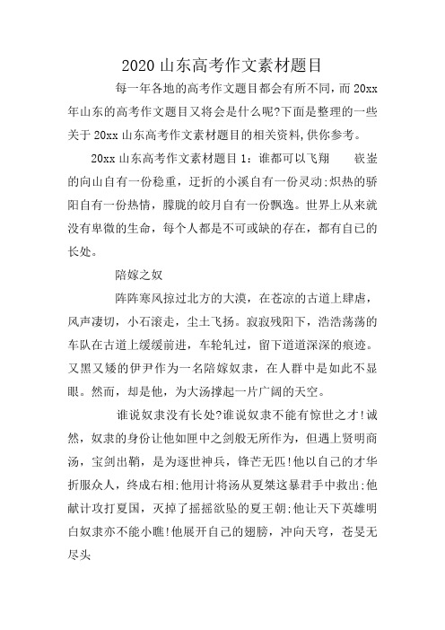 2020山东高考作文素材题目