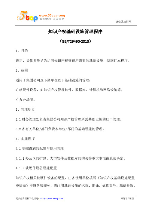 知识产权基础设施管理程序(含表格)