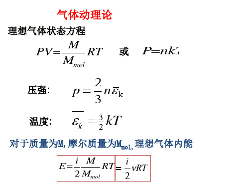 大学物理热力学公式