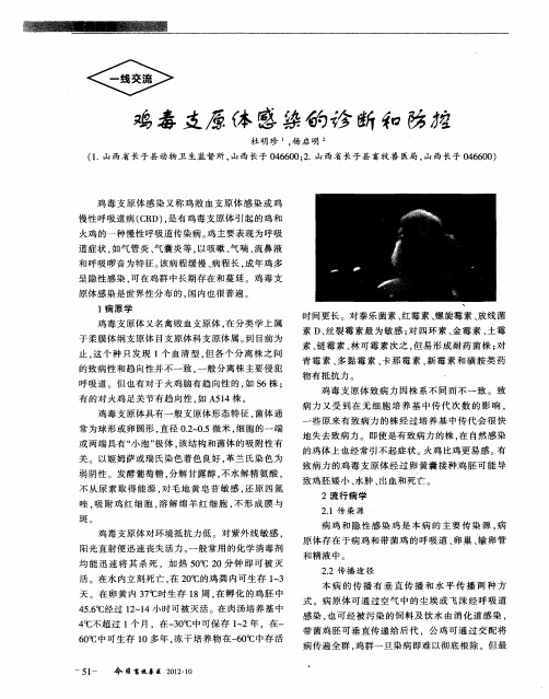鸡毒支原体感染的诊断和防控