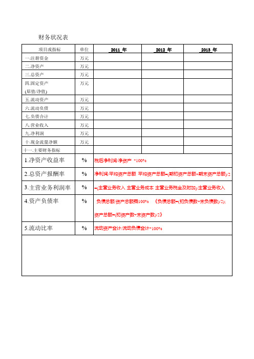 财务状况表填表指南