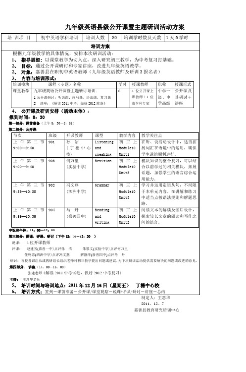 九年级英语县级公开课暨主题研训活动方案_1