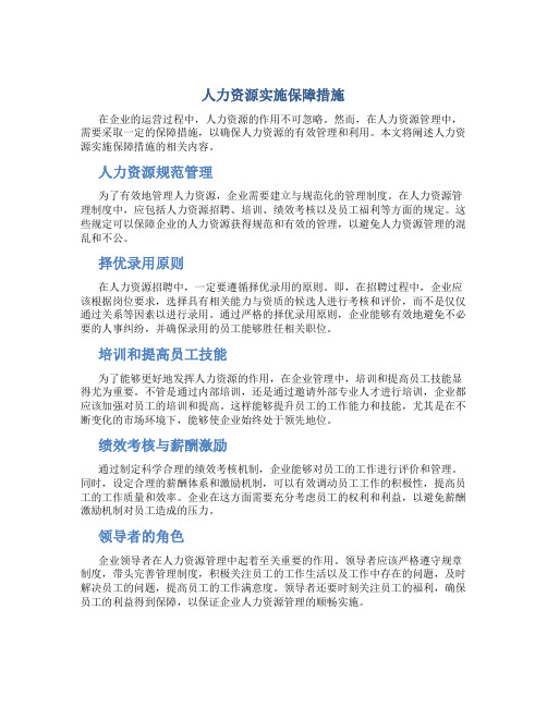 人力资源实施保障措施
