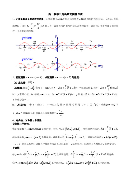 高一数学三角函数的图像和性质