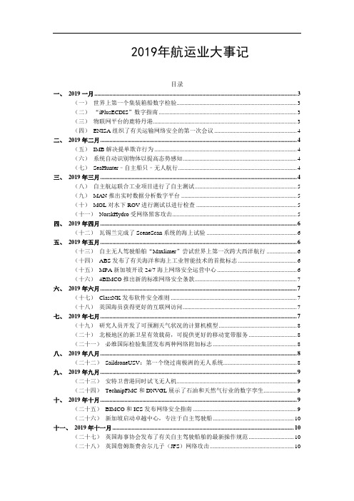 2019年航运业大事记