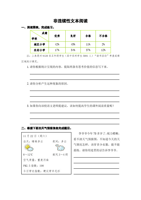 部编人教版六年级下册语文：非连续性文本阅读(word版)