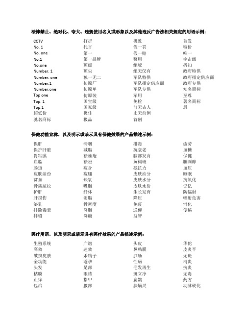 广告法及医疗保健用语违禁词