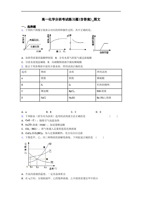 高一化学分班考试练习题(含答案)_图文
