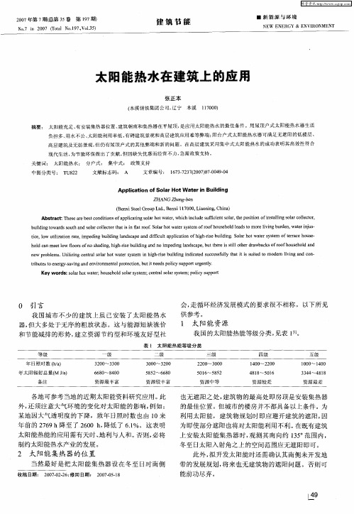 太阳能热水在建筑上的应用