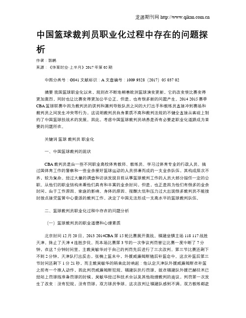 中国篮球裁判员职业化过程中存在的问题探析
