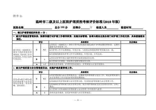 2.1(二级医院护理质量检查评分标准)