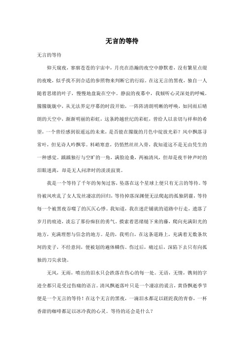 无言的等待_高中高一作文1400字
