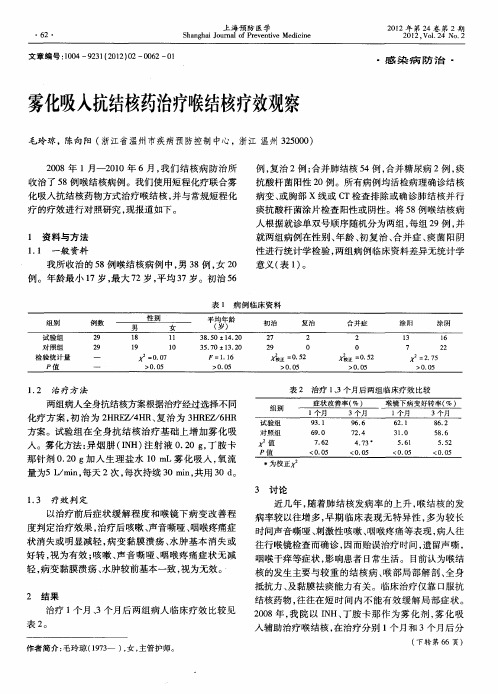 雾化吸入抗结核药治疗喉结核疗效观察