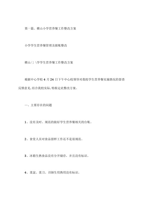 小学学生营养餐管理及报账整改