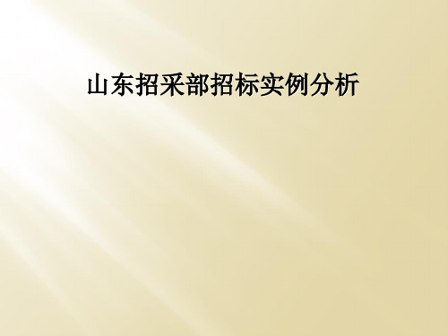 山东招采部招标实例分析