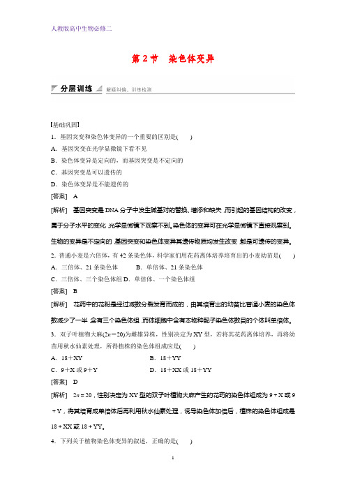 高中生物必修2课时作业4：5.2 染色体变异