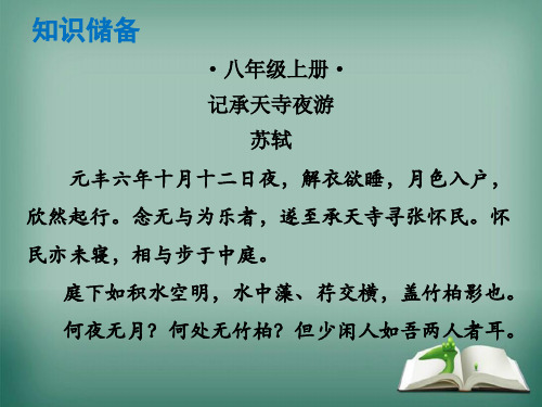 【精品】广东专版2019年中考语文总复习中考解读阅读理解第一章文言文阅读第一节课内文言文阅读八上记承天寺