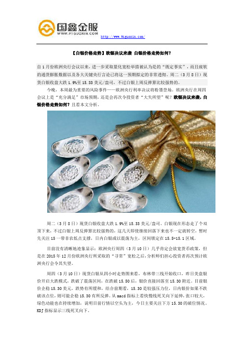 【白银价格走势】欧银决议来袭 白银价格走势如何？