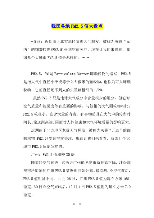 我国各地PM2.5值大盘点