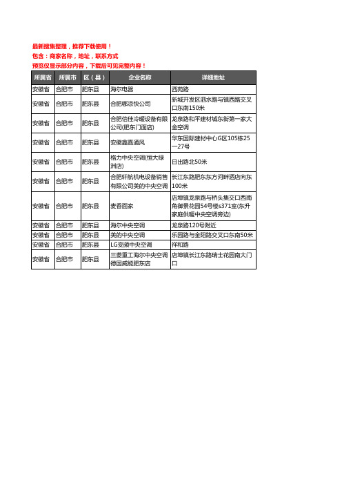 新版安徽省合肥市肥东县中央空调企业公司商家户名录单联系方式地址大全11家