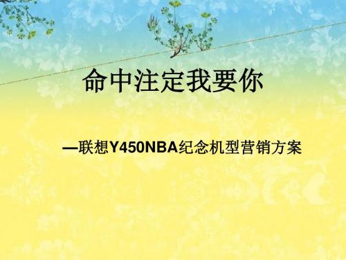 联想Y450NBA纪念机型营销方案(PPT107页)