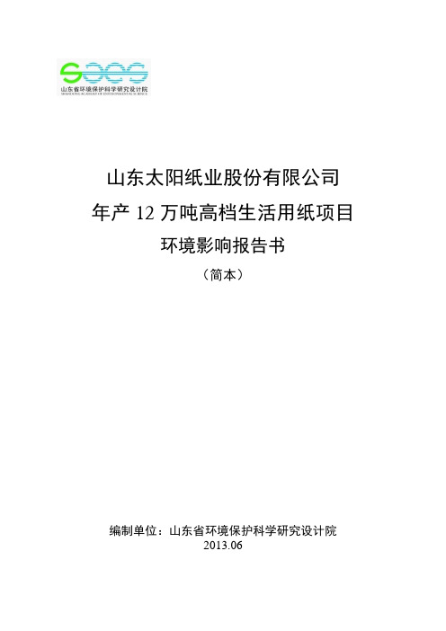 年产12万吨高档生活用纸项目环境影响评估报告书