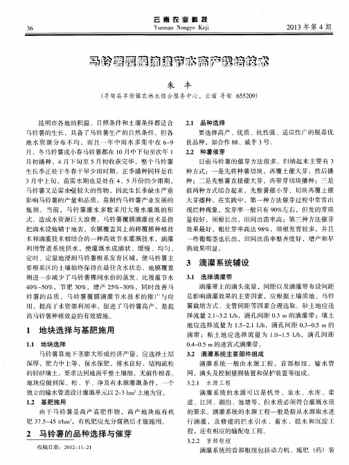 马铃薯覆膜滴灌节水高产栽培技术