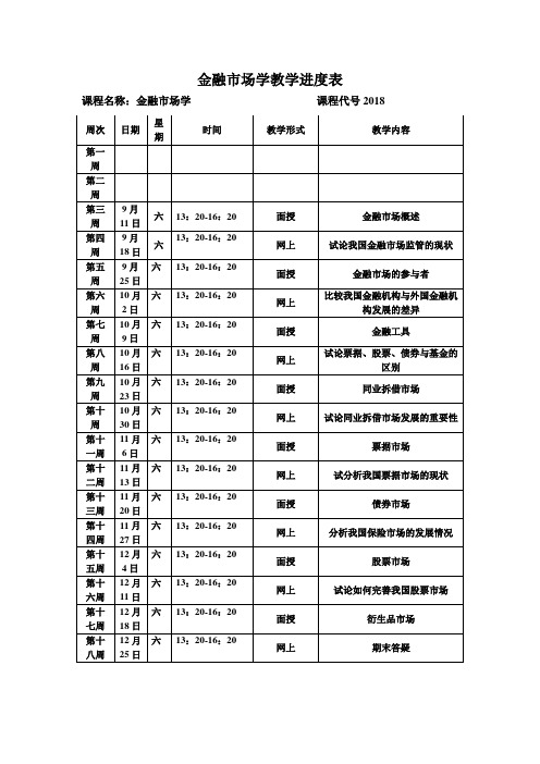 金融场学教学进度表