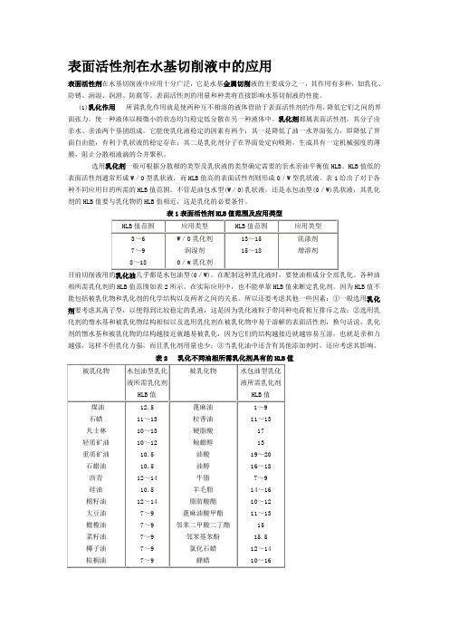 表面活性剂在水基切削液中的应用