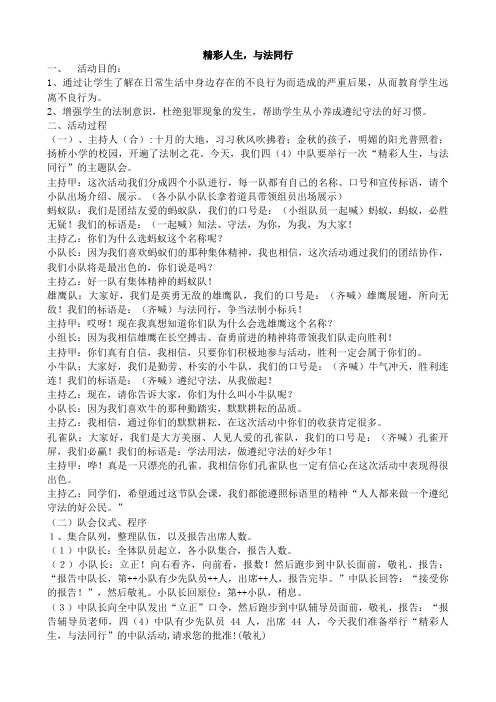 四(4)精彩人生,与法同行活动方案