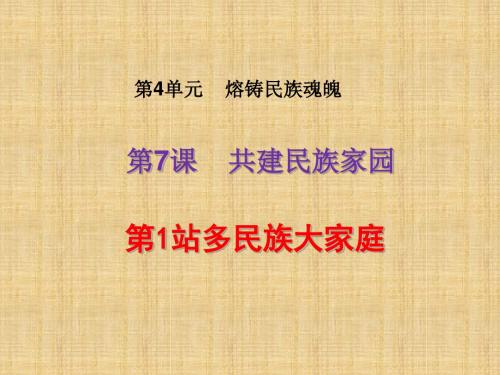 初中九年级道德与法治上册第4单元熔铸民族魂魄第7课共建民族家园第1框多民族大家庭名师优质课件北师大版