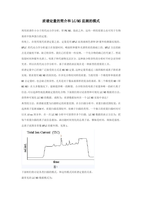 质谱定量的简介和LCMS监测的模式