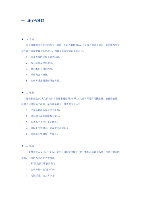 十二条工作准则