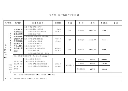 企划案天安第一城广告推广工作计划(稳销)